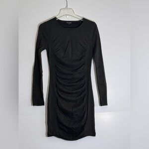 Express Dark Green Long-Sleeve Ruched Bodycon Dress size medium